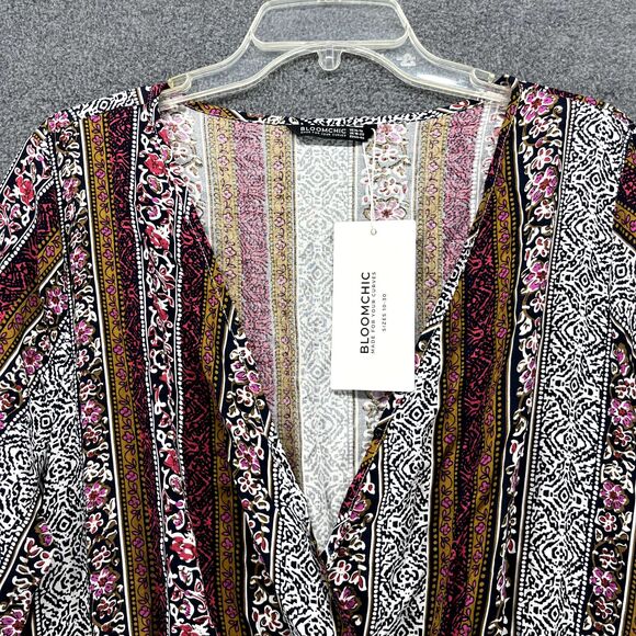 BloomChic Dress Plus Size 1X 14 16 Black white Stripe Short Sleeve V Neck Pocket - Picture 6 of 16